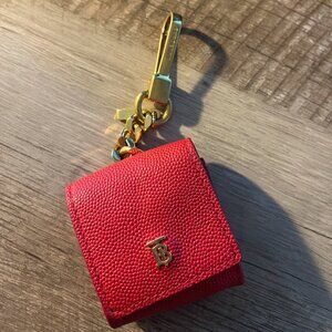 Red Burberry Tb Logo Apple Airpods Case